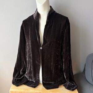 Eileen Fisher Velvet Ryan Silk One Button Relaxed Top